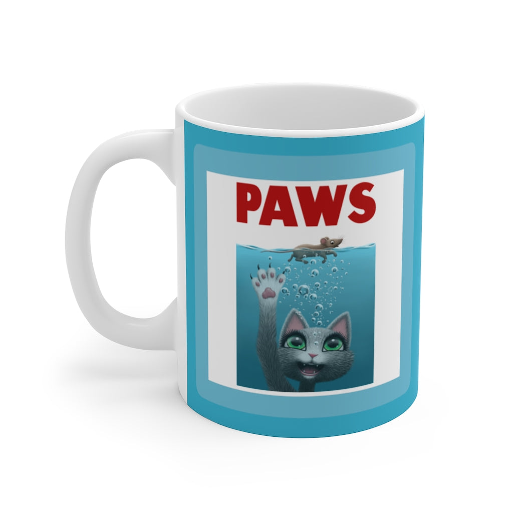 myTabby PAWS 11oz Coffee, Tea or Hot Chocolate Mug, CUSTOM text & background colour