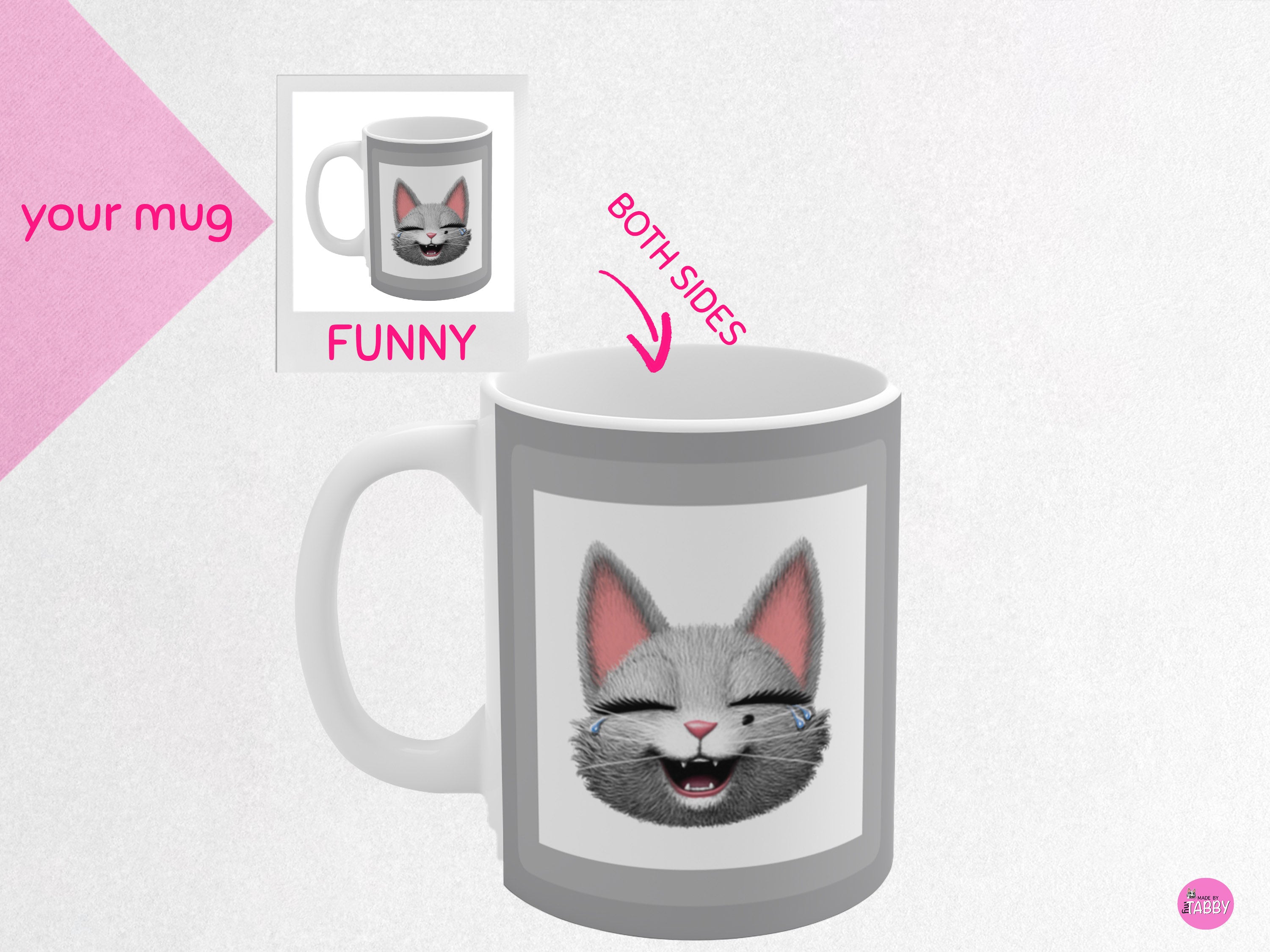 myTabby FUNNY  11oz Coffee, Tea or Hot Chocolate Mug, CUSTOM text & background colour