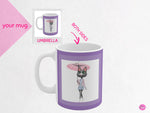 Load image into Gallery viewer, myTabby UMBRELLA 11oz Coffee, Tea or Hot Chocolate Mug, CUSTOM text &amp; background colour
