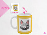 Load image into Gallery viewer, myTabby TONGUE 11oz Coffee, Tea or Hot Chocolate Mug, CUSTOM text &amp; background colour
