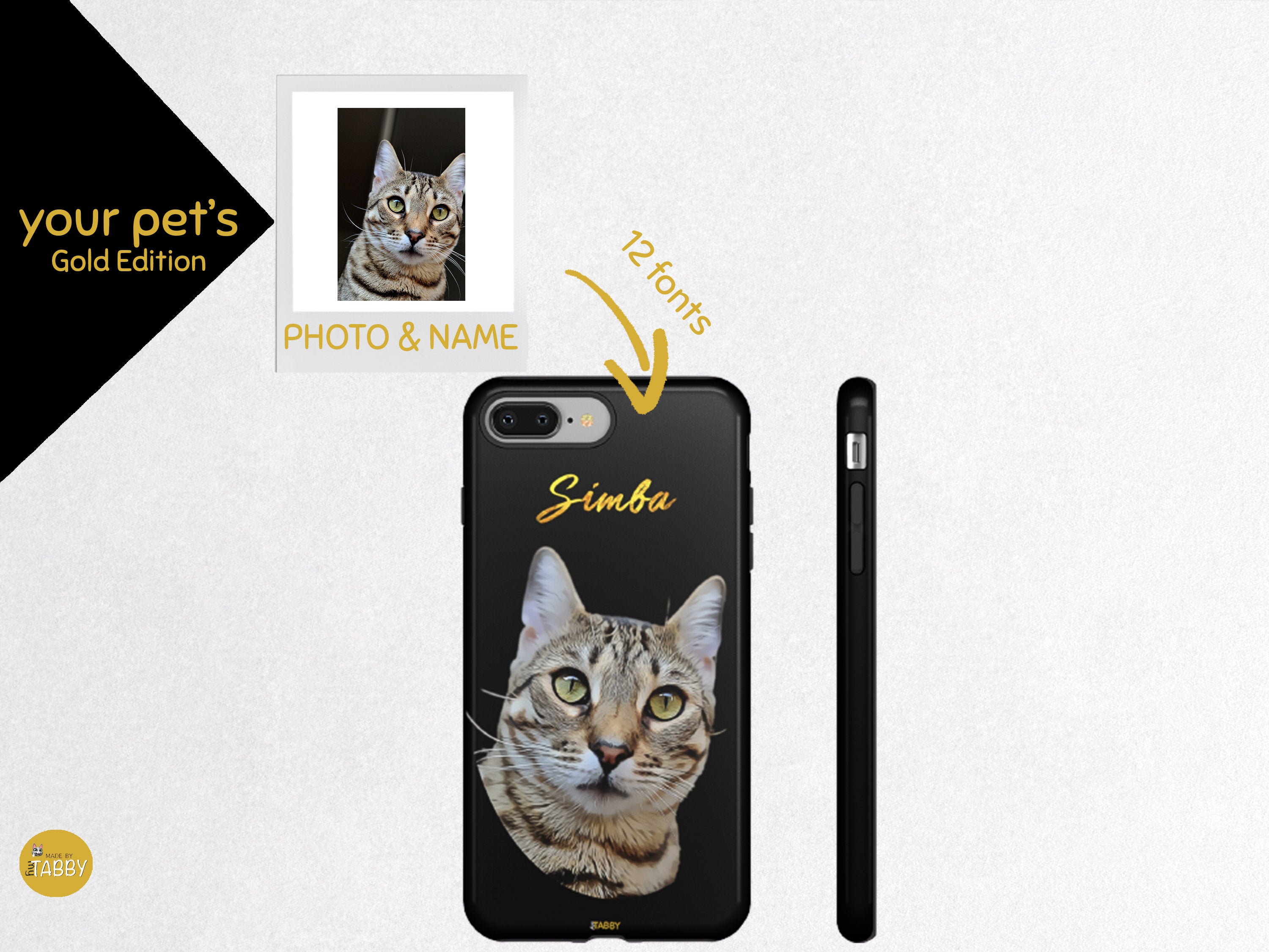 myTabby GOLD EDITION PHONE Case | Pet Painting Art | Custom Pet Colour Portrait Phone Case | iPhone - Samsung - Galaxy