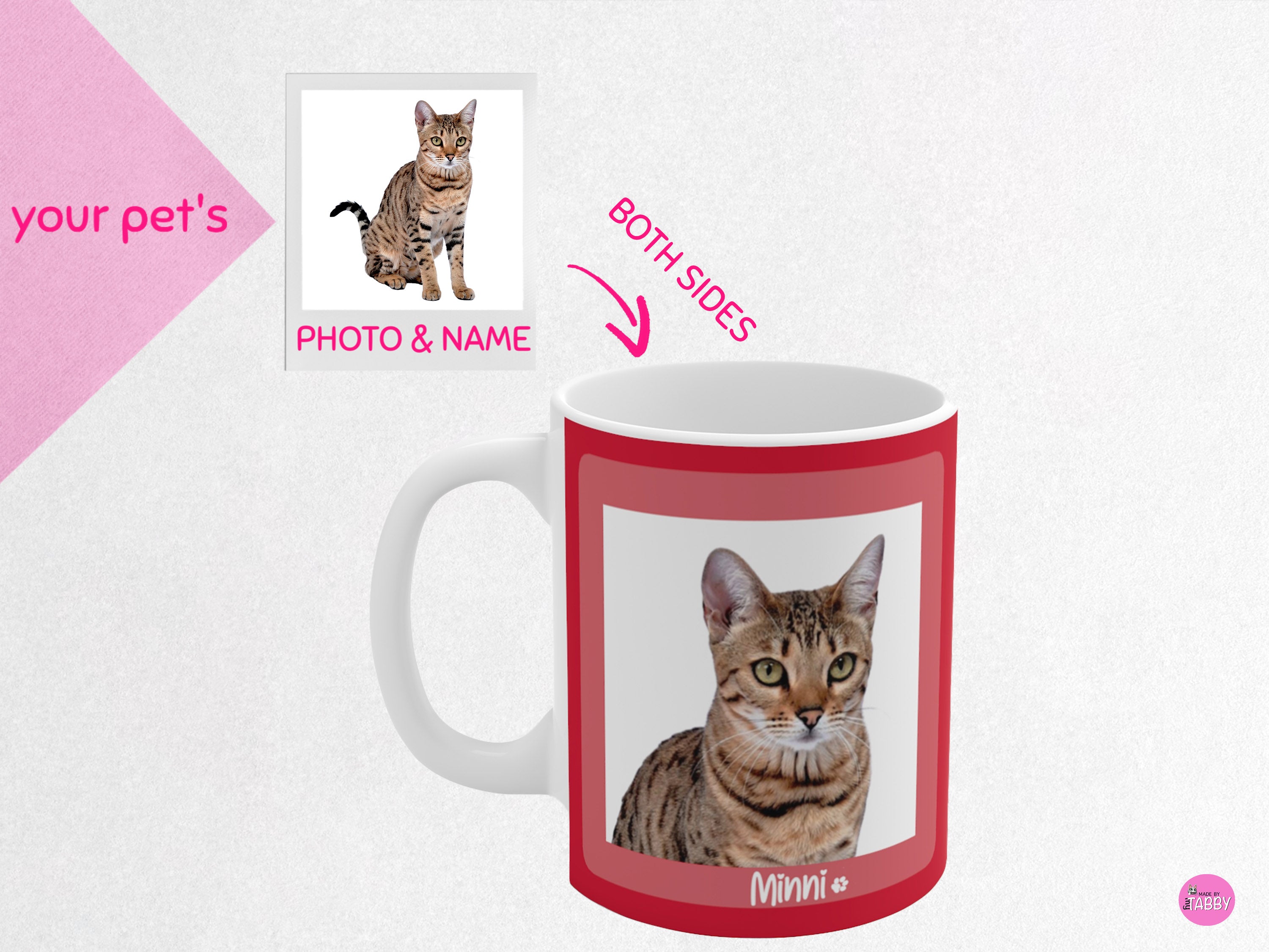 myTABBY MINNI Pet Photo Coffee Mug, Custom Pet Gift, Custom Name & Photo