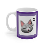 Load image into Gallery viewer, myTabby SLEEPING 11oz Coffee, Tea or Hot Chocolate Mug, CUSTOM text &amp; background colour
