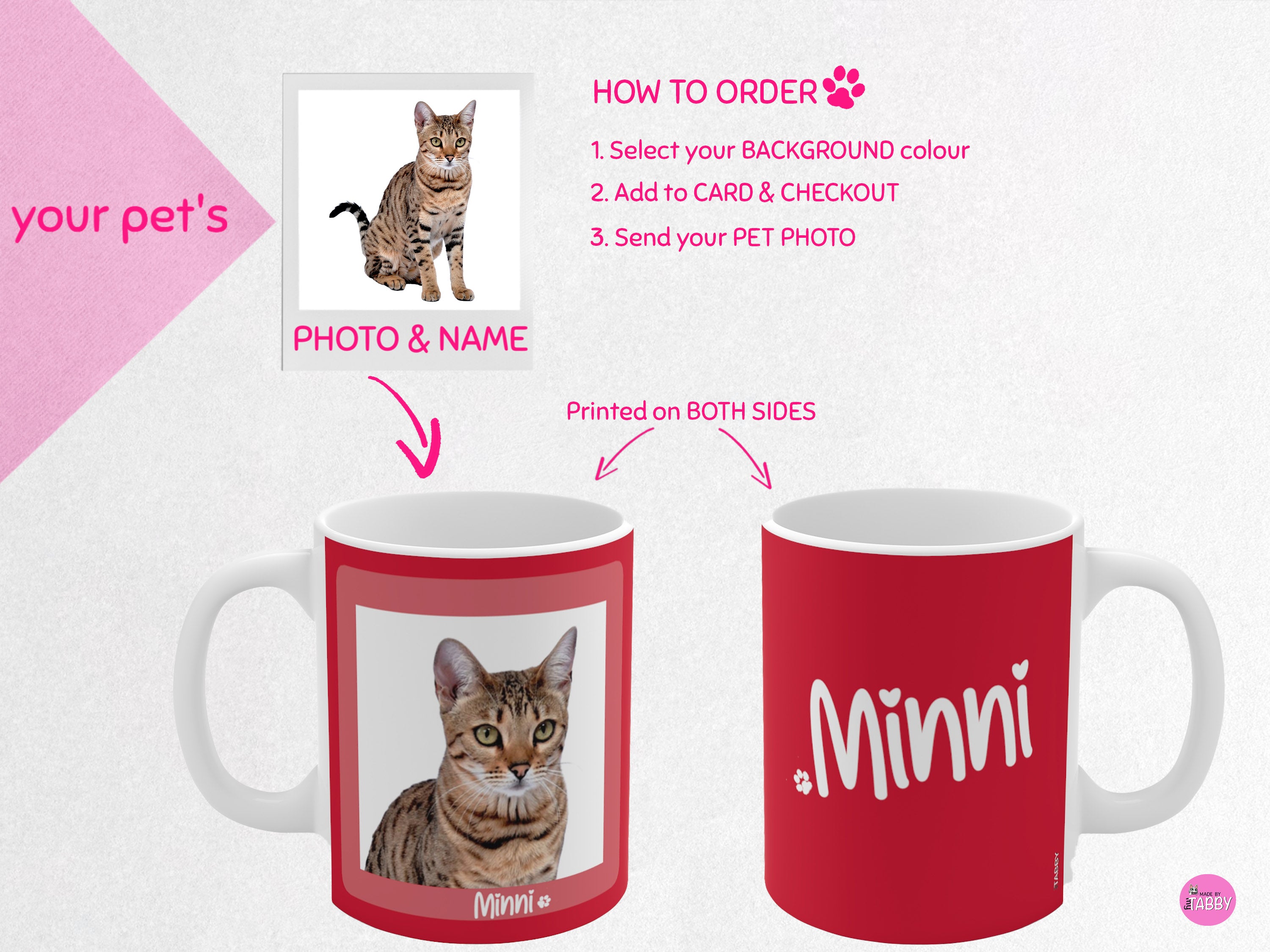 myTABBY MINNI Pet Photo Coffee Mug, Custom Pet Gift, Custom Name & Photo