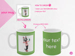 Load image into Gallery viewer, myTabby I LOVE LONDON 11oz Coffee, Tea or Hot Chocolate Mug, CUSTOM text &amp; background colour
