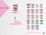 Load image into Gallery viewer, myTabby LOVE  11oz Coffee, Tea or Hot Chocolate Mug, CUSTOM text &amp; background colour
