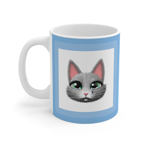 myTabby SAD 11oz Coffee, Tea or Hot Chocolate Mug, CUSTOM text & background colour