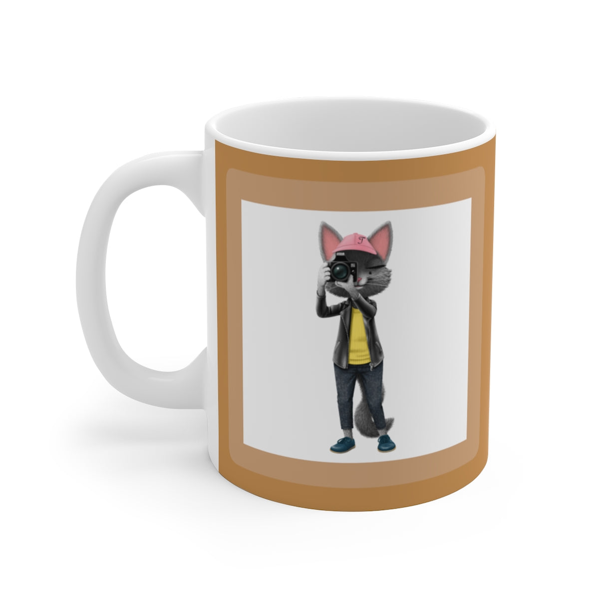 myTabby PHOTOGRAPHER 11oz Coffee, Tea or Hot Chocolate Mug, CUSTOM text & background colour