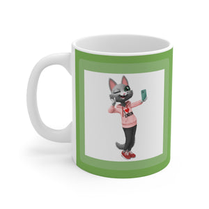 myTabby I LOVE LONDON 11oz Coffee, Tea or Hot Chocolate Mug, CUSTOM text & background colour