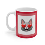 Load image into Gallery viewer, myTabby LOVE  11oz Coffee, Tea or Hot Chocolate Mug, CUSTOM text &amp; background colour
