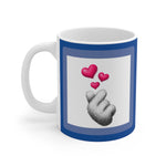 Load image into Gallery viewer, myTabby SIGN of LOVE 11oz Coffee, Tea or Hot Chocolate Mug, CUSTOM text &amp; background colour
