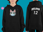 Load image into Gallery viewer, myTABBY | FACE MASK | Personalised Name on back of Boys &amp; Girls Hoodie Unisex | Kids Fashion
