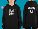 Load image into Gallery viewer, myTABBY | THUMBS UP | Personalised Name on back of Boys &amp; Girls Hoodie Unisex | Kids Fashion
