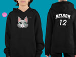 Load image into Gallery viewer, myTABBY | SAD | Personalised Name on back of Boys &amp; Girls Hoodie Unisex | Kids Fashion
