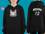 Load image into Gallery viewer, myTABBY | NAUGHTY | Personalised Name on back of Boys &amp; Girls Hoodie Unisex | Kids Fashion
