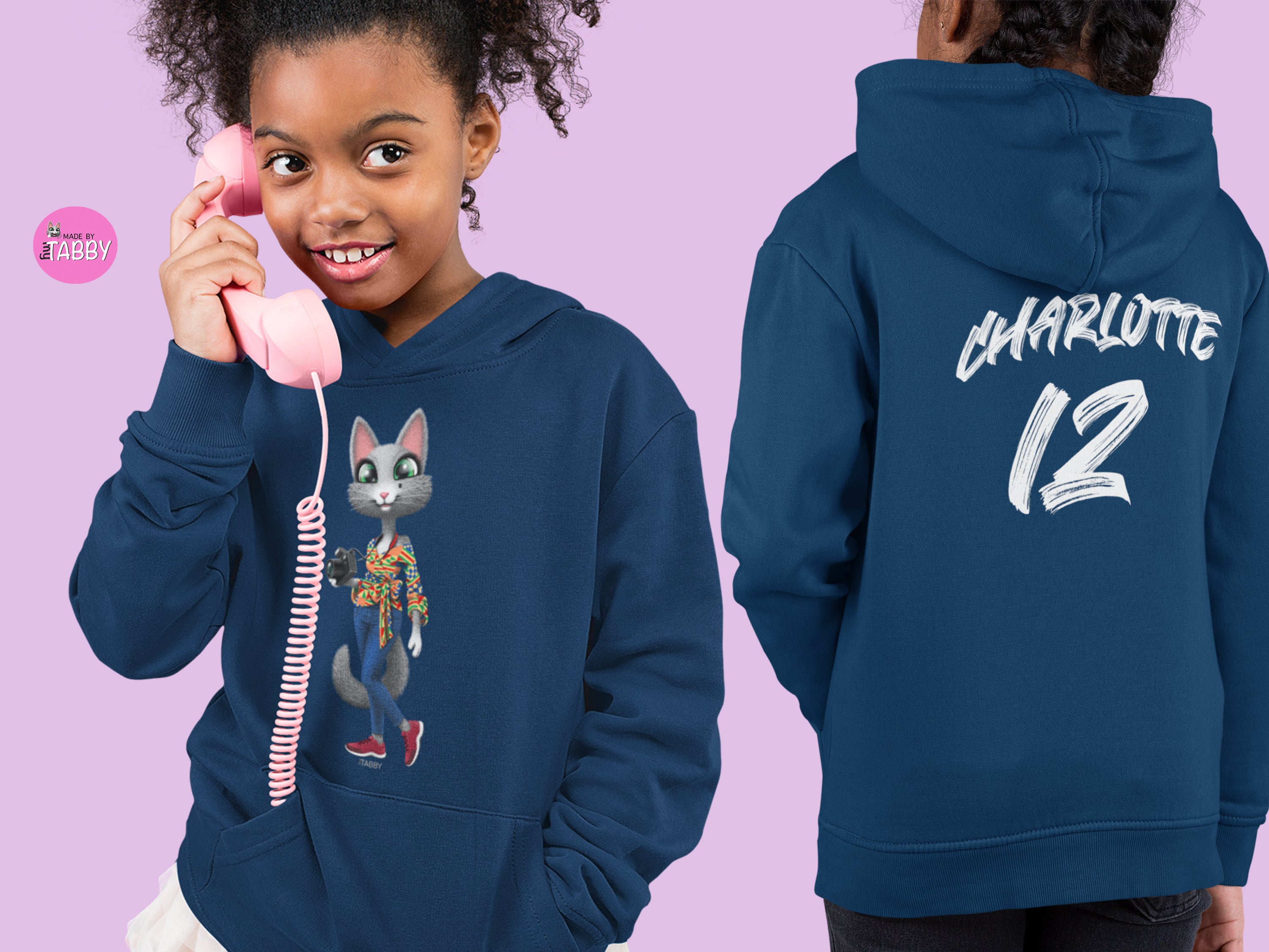 myTABBY | AFRICAN STYLE  | Personalised Name on back of Boys & Girls Hoodie Unisex | Kids Fashion