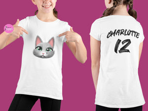 myTABBY Cat Kids Customise Soft-style Tee | SAD | Unisex T-Shirt  | Personalised Name on back | Kids Fashion