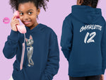 Load image into Gallery viewer, myTABBY | POSING | Personalised Name on back of Boys &amp; Girls Hoodie Unisex | Kids Fashion
