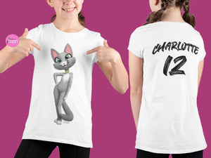 myTABBY Cat Kids Customise Soft-style Tee | POSING | Unisex T-Shirt  | Personalised Name on back | Kids Fashion