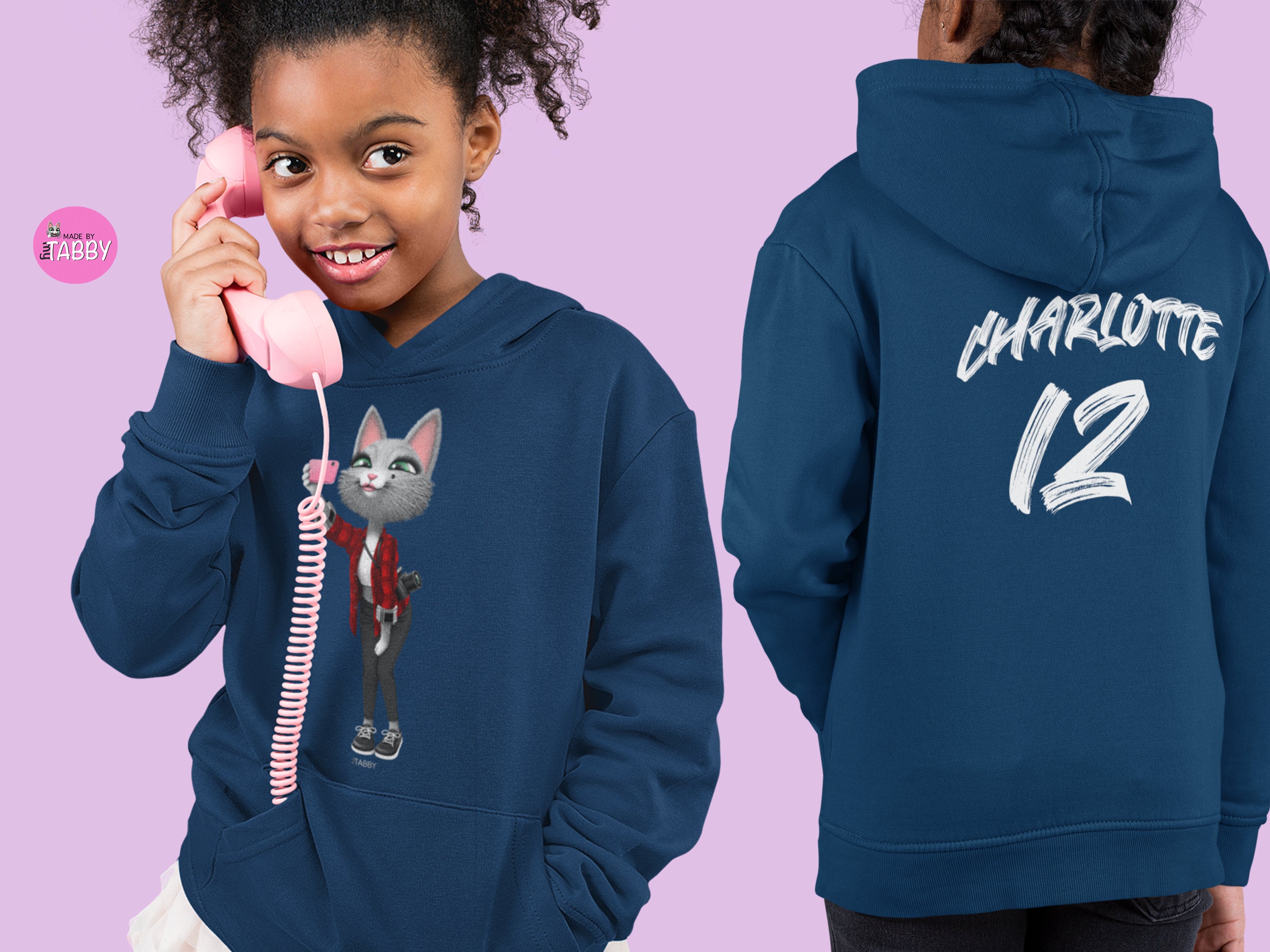 myTABBY | I'M A BEAUTY | Personalised Name on back of Boys & Girls Hoodie Unisex | Kids Fashion