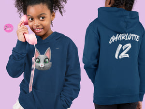 myTABBY | SMILE | Personalised Name on back of Boys & Girls Hoodie Unisex | Kids Fashion