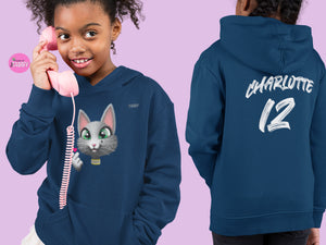 myTABBY | HEART | Personalised Name on back of Boys & Girls Hoodie Unisex | Kids Fashion