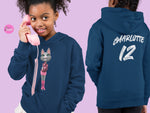 Load image into Gallery viewer, myTABBY | KISSING | Personalised Name on back of Boys &amp; Girls Hoodie Unisex | Kids Fashion
