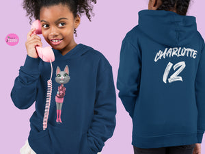 myTABBY | KISSING | Personalised Name on back of Boys & Girls Hoodie Unisex | Kids Fashion