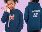 Load image into Gallery viewer, myTABBY | LOVE | Personalised Name on back of Boys &amp; Girls Hoodie Unisex | Kids Fashion
