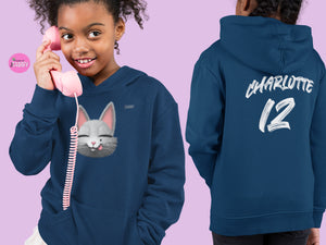 myTABBY | NAUGHTY | Personalised Name on back of Boys & Girls Hoodie Unisex | Kids Fashion