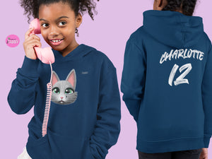 myTABBY | SAD | Personalised Name on back of Boys & Girls Hoodie Unisex | Kids Fashion