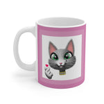 Load image into Gallery viewer, myTabby HEART 11oz Coffee, Tea or Hot Chocolate Mug, CUSTOM text &amp; background colour
