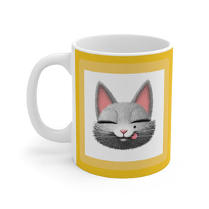 myTabby TONGUE 11oz Coffee, Tea or Hot Chocolate Mug, CUSTOM text & background colour