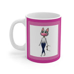 Load image into Gallery viewer, myTabby SUNGLASS &amp; Face Mask 11oz Coffee, Tea or Hot Chocolate Mug, CUSTOM text &amp; background colour
