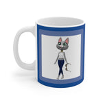 Load image into Gallery viewer, myTabby SUNGLASSES 11oz Coffee, Tea or Hot Chocolate Mug, CUSTOM text &amp; background colour
