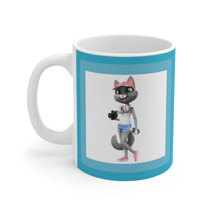 myTabby TRAVELLER 11oz Coffee, Tea or Hot Chocolate Mug, CUSTOM text & background colour