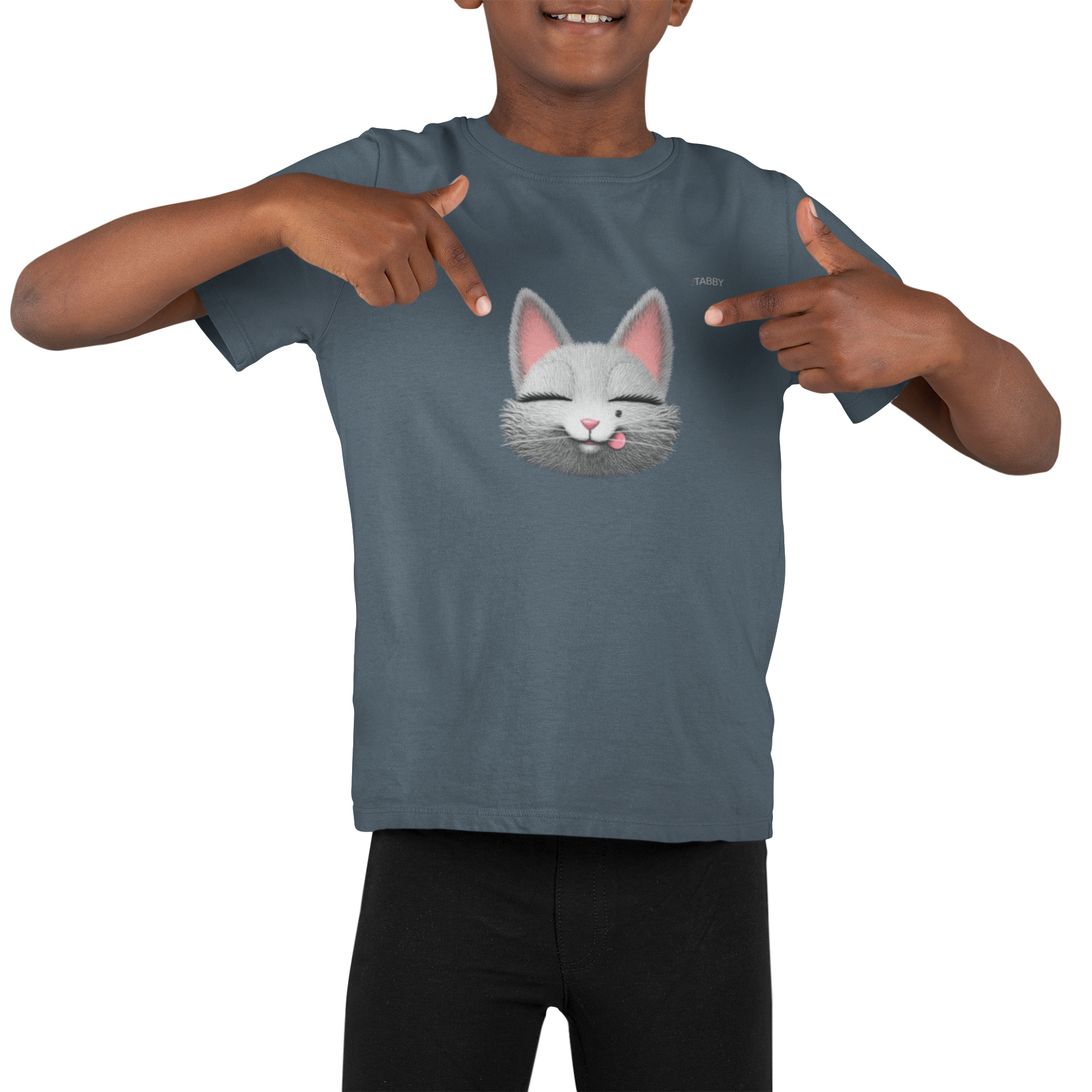 myTABBY Cat Kids Customise Soft-style Tee | NAUGHTY | Unisex T-Shirt  | Personalised Name on back | Kids Fashion