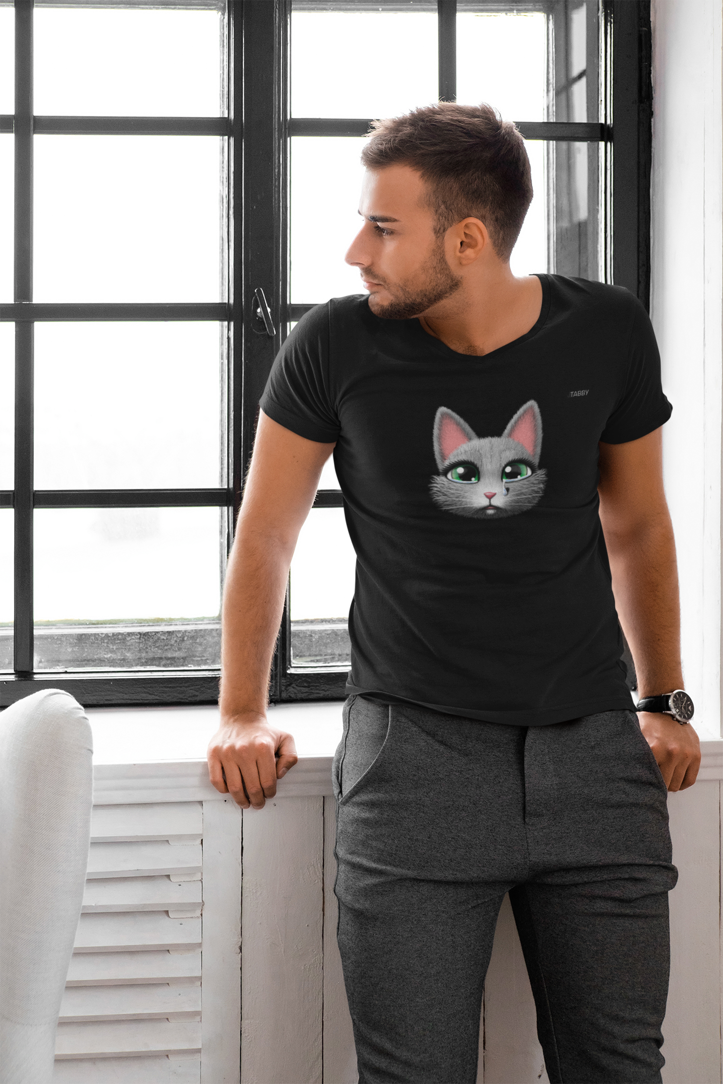 myTABBY Cat Premium T-Shirt | SAD | Unisex T-Shirt  | Unique Gift